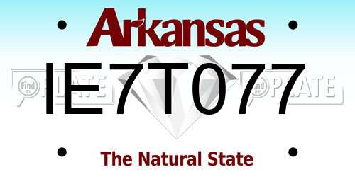IE7T077 Arkansas License Plate