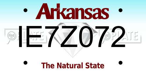 IE7Z072 Arkansas License Plate
