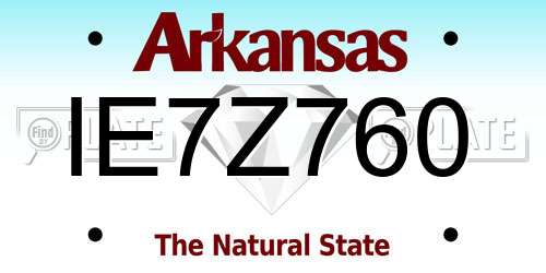 IE7Z760 Arkansas License Plate
