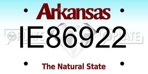 IE86922 Arkansas License Plate