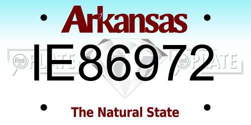 IE86972 Arkansas License Plate