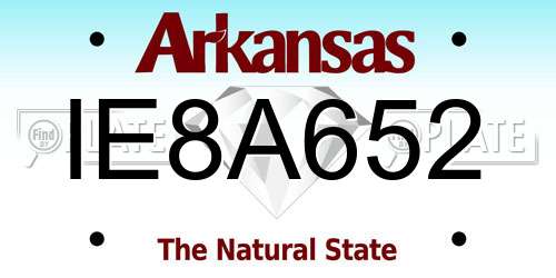 IE8A652 Arkansas License Plate
