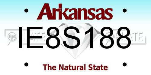 IE8S188 Arkansas License Plate