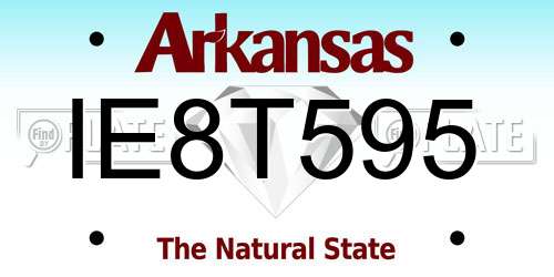 IE8T595 Arkansas License Plate