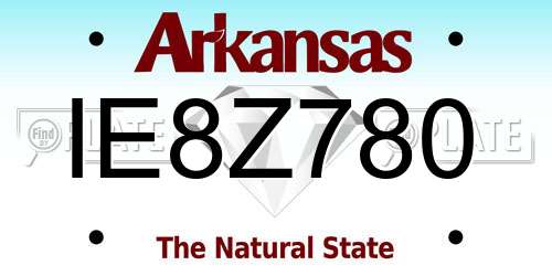 IE8Z780 Arkansas License Plate