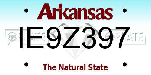 IE9Z397 Arkansas License Plate