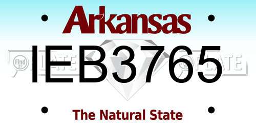 IEB3765 Arkansas License Plate