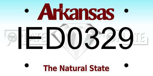 IED0329 Arkansas License Plate