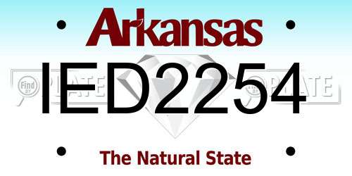 IED2254 Arkansas License Plate
