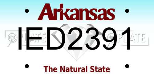 IED2391 Arkansas License Plate