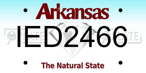 IED2466 Arkansas License Plate