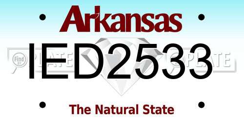 IED2533 Arkansas License Plate