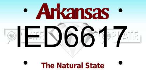 IED6617 Arkansas License Plate