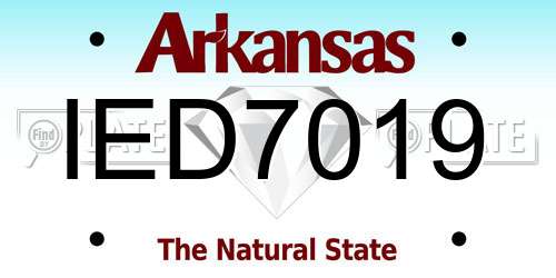 IED7019 Arkansas License Plate