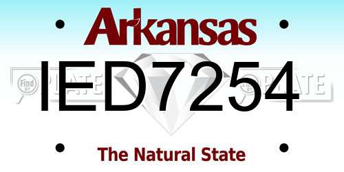IED7254 Arkansas License Plate