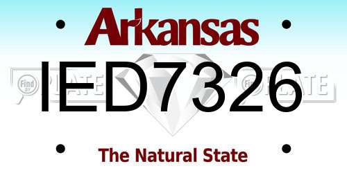 IED7326 Arkansas License Plate