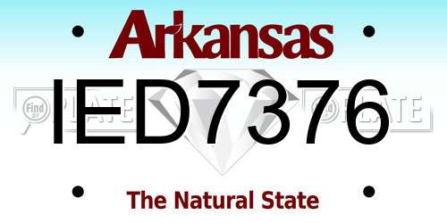 IED7376 Arkansas License Plate
