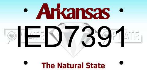 IED7391 Arkansas License Plate