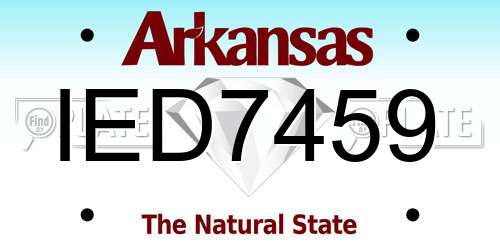 IED7459 Arkansas License Plate
