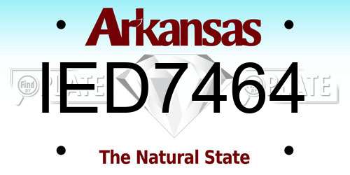 IED7464 Arkansas License Plate