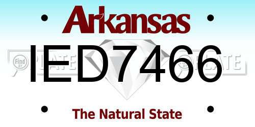IED7466 Arkansas License Plate