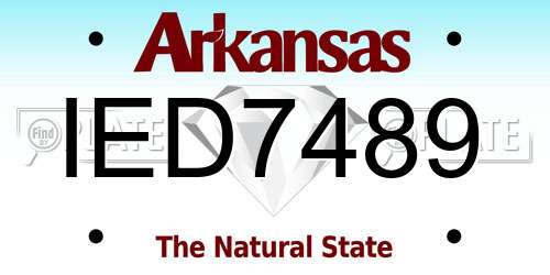IED7489 Arkansas License Plate