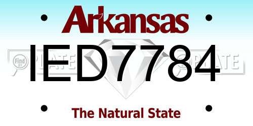 IED7784 Arkansas License Plate