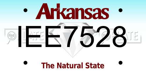 IEE7528 Arkansas License Plate