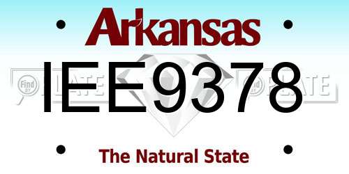 IEE9378 Arkansas License Plate