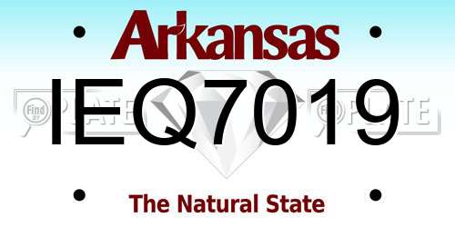 IEQ7019 Arkansas License Plate
