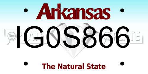 IG0S866 Arkansas License Plate