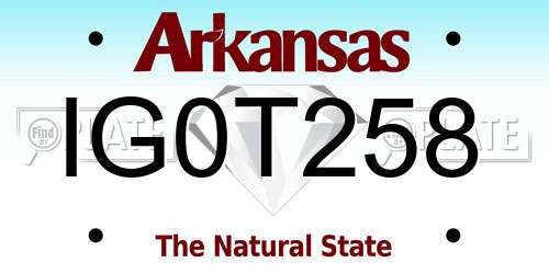 IG0T258 Arkansas License Plate