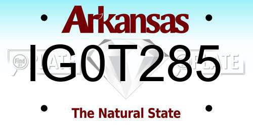 IG0T285 Arkansas License Plate