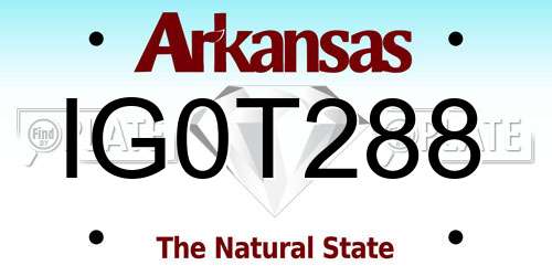 IG0T288 Arkansas License Plate