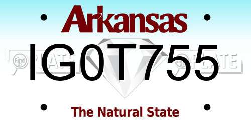 IG0T755 Arkansas License Plate