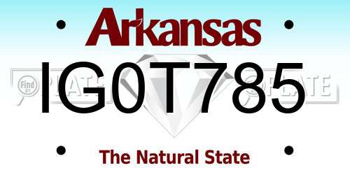 IG0T785 Arkansas License Plate