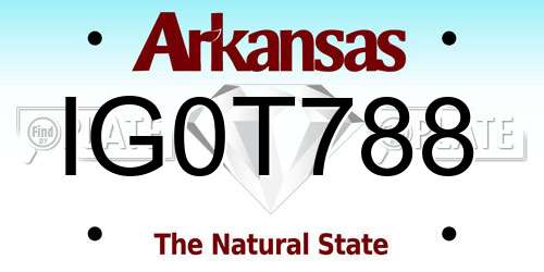 IG0T788 Arkansas License Plate