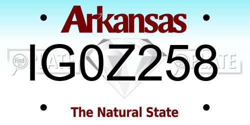 IG0Z258 Arkansas License Plate