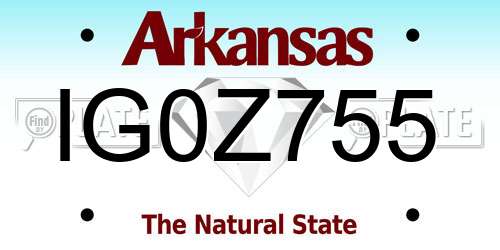 IG0Z755 Arkansas License Plate
