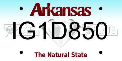 IG1D850 Arkansas License Plate