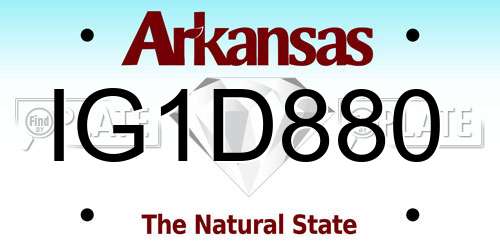 IG1D880 Arkansas License Plate