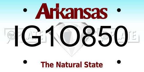 IG1O850 Arkansas License Plate