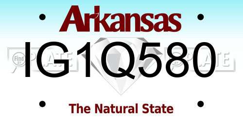 IG1Q580 Arkansas License Plate