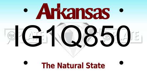 IG1Q850 Arkansas License Plate