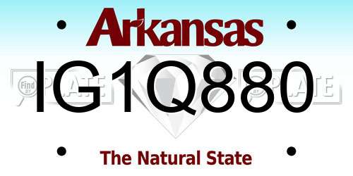 IG1Q880 Arkansas License Plate
