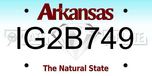 IG2B749 Arkansas License Plate