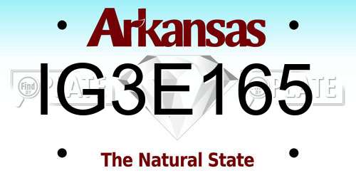IG3E165 Arkansas License Plate