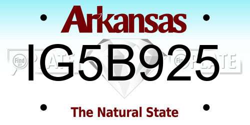 IG5B925 Arkansas License Plate