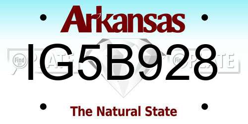 IG5B928 Arkansas License Plate