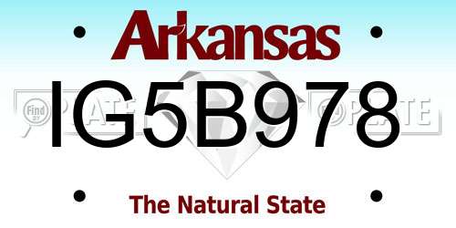 IG5B978 Arkansas License Plate